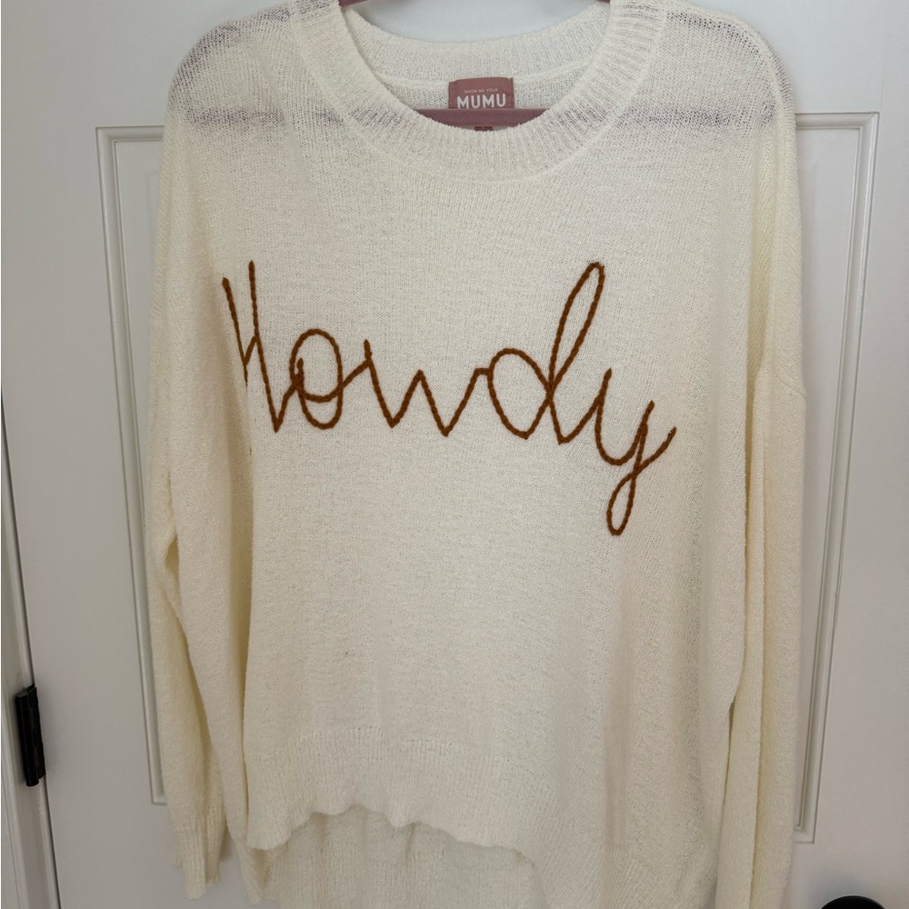 Show Me Your MuMu Cream Sweater with Brown Script
